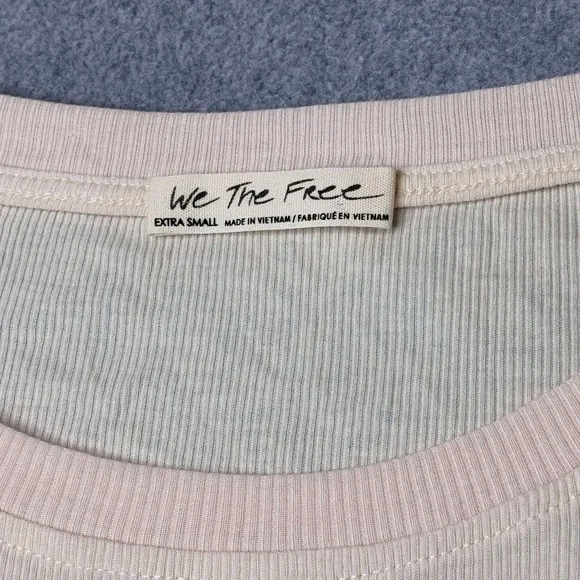 Free People Feelin It Ribbed Shirt Size XS Oversized Pink Alabaster Boho Bandana - Picture 3 of 9